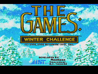 Winter Challenge title screen for Sega Mega Drive